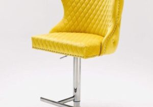 Deep Buttoned Mustard Bar Stool