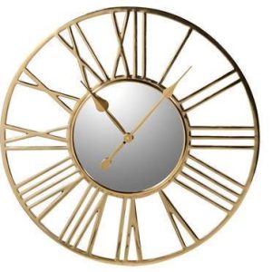 Wall Clock - Polished Brass Skeleton Clock - Mirrored Face - Medium