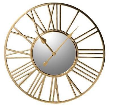 Wall Clock - Polished Brass Skeleton Clock - Mirrored Face - Medium