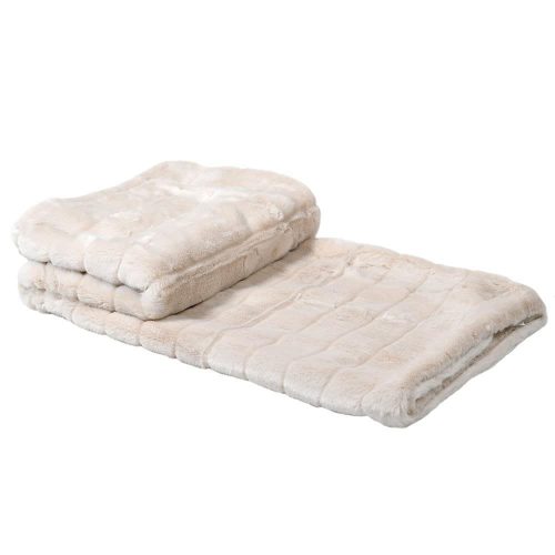 Fur Throw - Luxury Oyster Colour - Large Striped Faux Fur