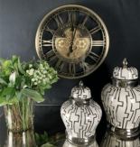 Wall Clock - Round 'Kensington' Moving Cogs - Champagne Gold Finish