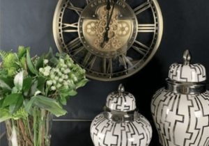 Wall Clock - Round 'Kensington' Moving Cogs - Champagne Gold Finish