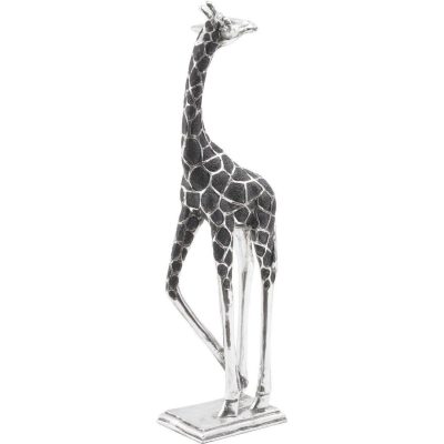Silver Giraffe Sculpture – Standing – Head Looking Forward