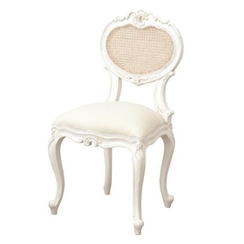 Bedroom Chair - Carved Design - Upholstered - French Antique White