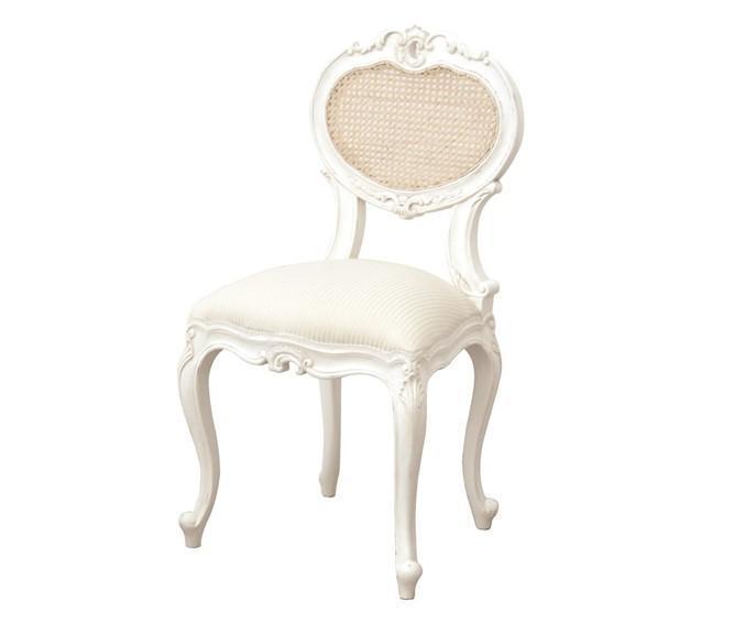 Bedroom Chair - Carved Design - Upholstered - French Antique White