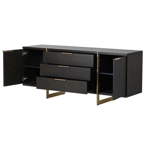 Sideboard - 2 Door 3 Drawer - Brushed Elm and Gold Finished Sideboard