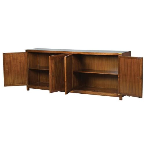 Sideboard - 4 Door Large Sideboard - Internal Shelves - Melia Wood & Brass Design