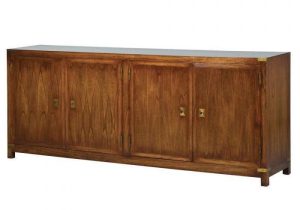 Sideboard - 4 Door Sideboard - Internal Shelves - Melia Wood & Brass Design