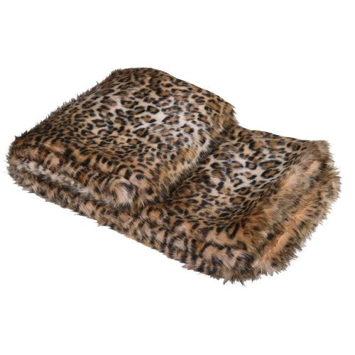 Fur Throw - Leopard Print Luxury Faux Fur Throw - Large