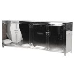 Sideboard - 4 Door - 2 Glass Shelves - Highly Polished Chrome - Glass Top