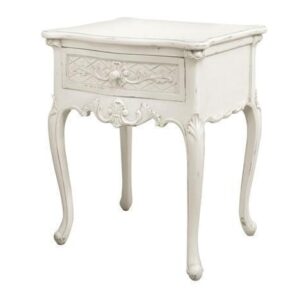 Bedside Cabinet - Carved Design -1 Drawer - French Antique White