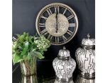 Wall Clock Kensington - Moving Cogs - Skeleton Design - Champagne Silver Finish