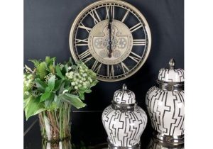 Wall Clock Kensington - Moving Cogs - Skeleton Design - Champagne Silver Finish