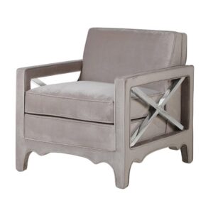 Easy Chair - Chrome X Design Sides - Taupe Fabric Finish