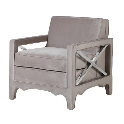 Easy Chair - Chrome X Design Sides - Taupe Fabric Finish