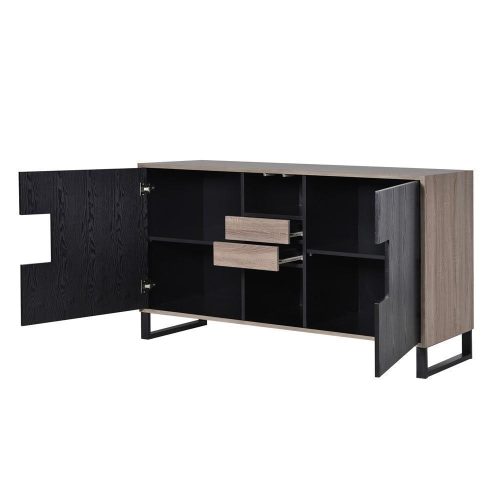 Sideboard - 2 Door 2 Drawer - Internal Shelves - Ash Wood Design