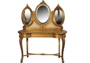 Dressing Table - 2 Drawer - Triple Mirrored - Antique Gilt Range