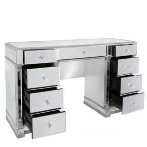 Dressing Table - Champagne Silver Edged - 9 Drawer - Mirrored Dressing Table