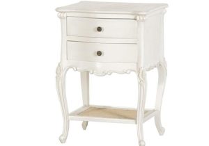 Bedside Cabinet - Carved Design -2 Drawer & Shelf - French Antique White