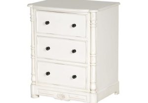 Bedside Cabinet - Carved Design -3 Drawer - French Antique White