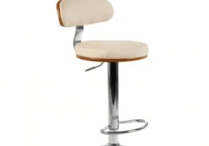 Bar Stool - Gas Lift System - Beechwood & Leather Effect