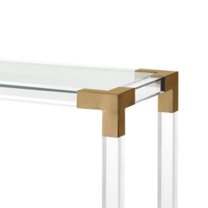 Console Table - Clear Glass - Brass & Acrylic - 2 Shelf Design