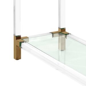 Console Table - Clear Glass - Brass & Acrylic - 2 Shelf Design