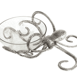 Octopus Bowl - Hammered Metal - Octopus Design - Glass Bowl