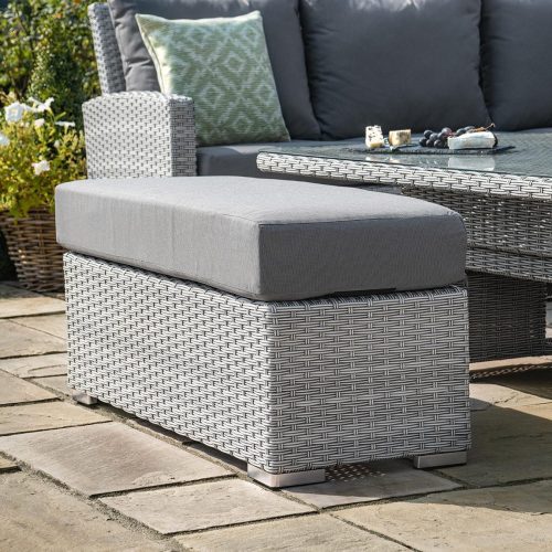 Garden Corner Sofa Dining Set - Rising Dining Ice Bucket Table - Grey Poly Weave