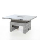 Garden Corner Sofa Dining Set - Rising Dining Ice Bucket Table - Grey Poly Weave