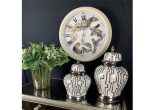 Wall Clock - Moving Center Cogs - Round Designer Wall Clock - Cream Finish