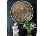 Wall Clock - Large Round Moving Gold Cogs Clock - Gold Finish