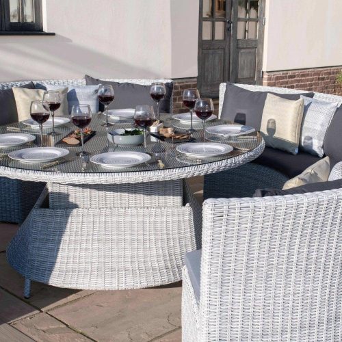 Garden Round Dining Set - Rising Round Dining Table - Grey Poly Weave