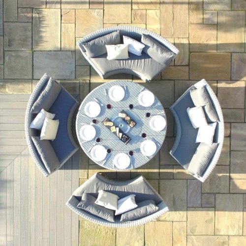 Garden Round Dining Set - Rising Round Dining Table - Grey Poly Weave