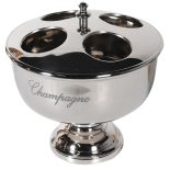 Wine Cooler - 4 Hole Table Top Wine/Champagne Cooler - Polished Chrome