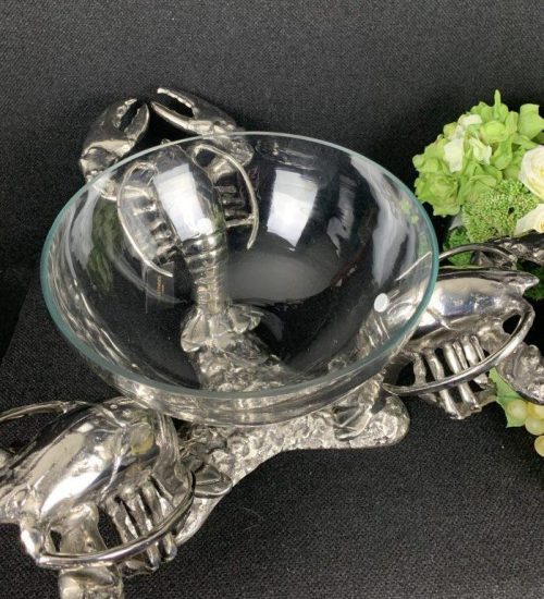 Lobster Fruit Bowl - Extra Large Design - Polished Chrome & Glass