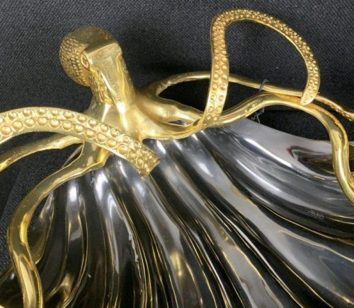 Octopus Fruit Bowl - Octopus Design - Polished Black & Gold