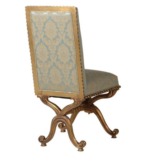 Dining Chair - Green & Gold Silk Upholstered - Antique Gilt Range