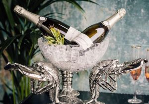 Lobster Fruit Bowl - Extra Large Design - Polished Chrome & Glass