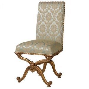 Dining Chair - Green & Gold Silk Upholstered - Antique Gilt Range