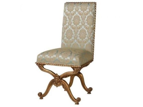 Dining Chair - Green & Gold Silk Upholstered - Antique Gilt Range