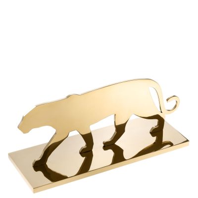 Panther Statue In Heavy Brass Finish – Silhouette Design