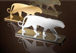 Panther Statue - Heavy Chrome Finish - Silhouette Design