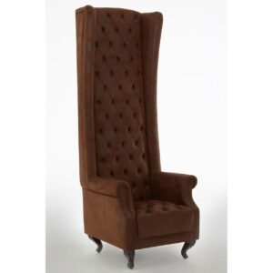 Porters Chair - Deep Buttoned - Chrome Studded - Chocolate Brown Velvet