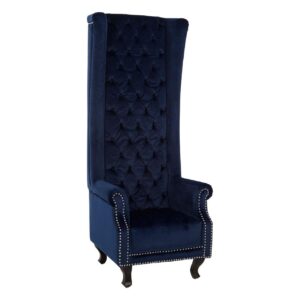 Porters Chair - Deep Buttoned - Chrome Studded - Midnight Blue Velvet