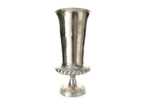 Vase/Urn - Carved Design - Large - Polished Hammered Metal Finish
