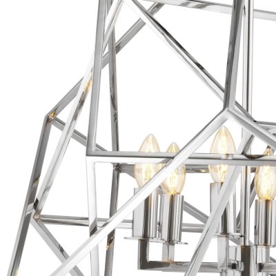 Chandelier – Chrome Finished – Trapezium Square Design – 6 Light
