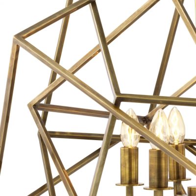Chandelier – Brass Finished – Trapezium Square Design – 6 Light