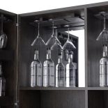 Drinks/Bar Cabinet - Mocha Straight Oak Veneer - Medium Bronze Finish - Grey Handles