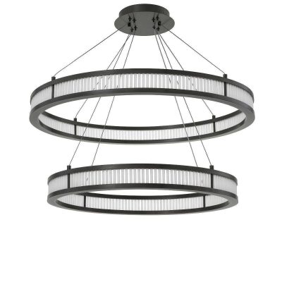 Chandelier – Double Ring – Frosted Glass – Polished Chrome Finish